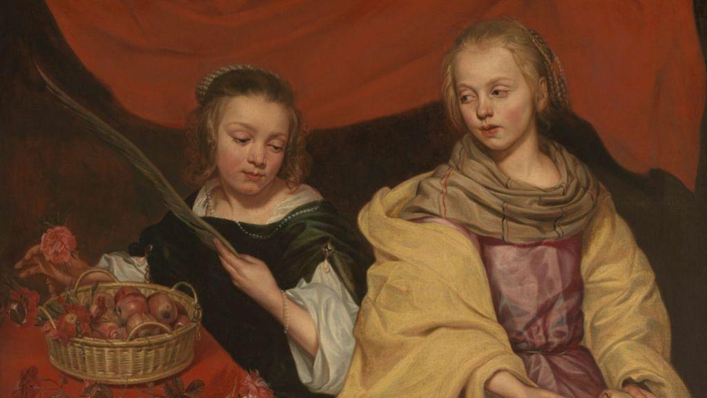 Michaelina Wautier, 'Twee meisjes als de heiligen Agnes en Dorothea', ca. 1650, KMSKA