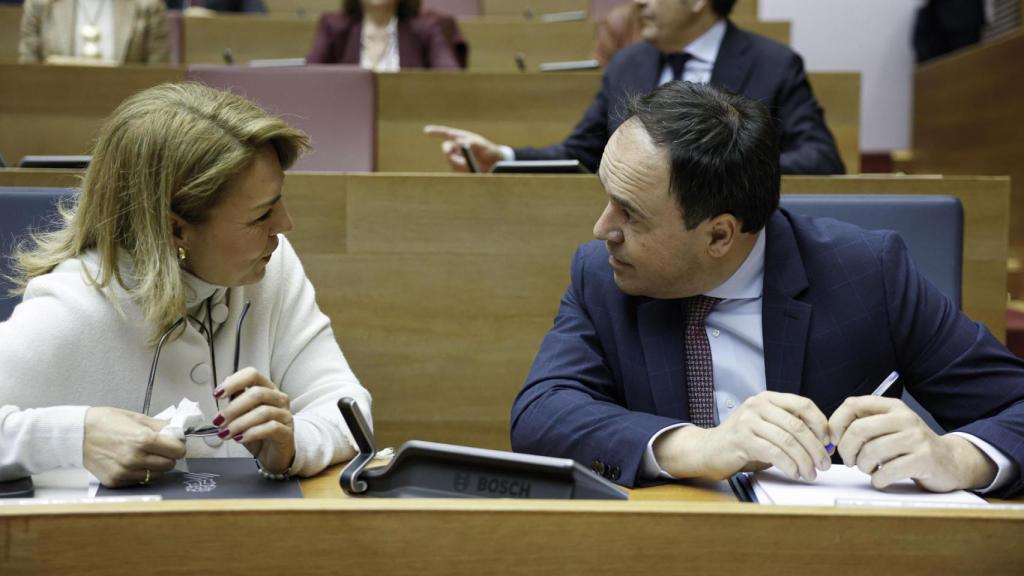 Susana Camarero y Juanfran Pérez Llorca, en Les Corts. EFE / Ana Escobar