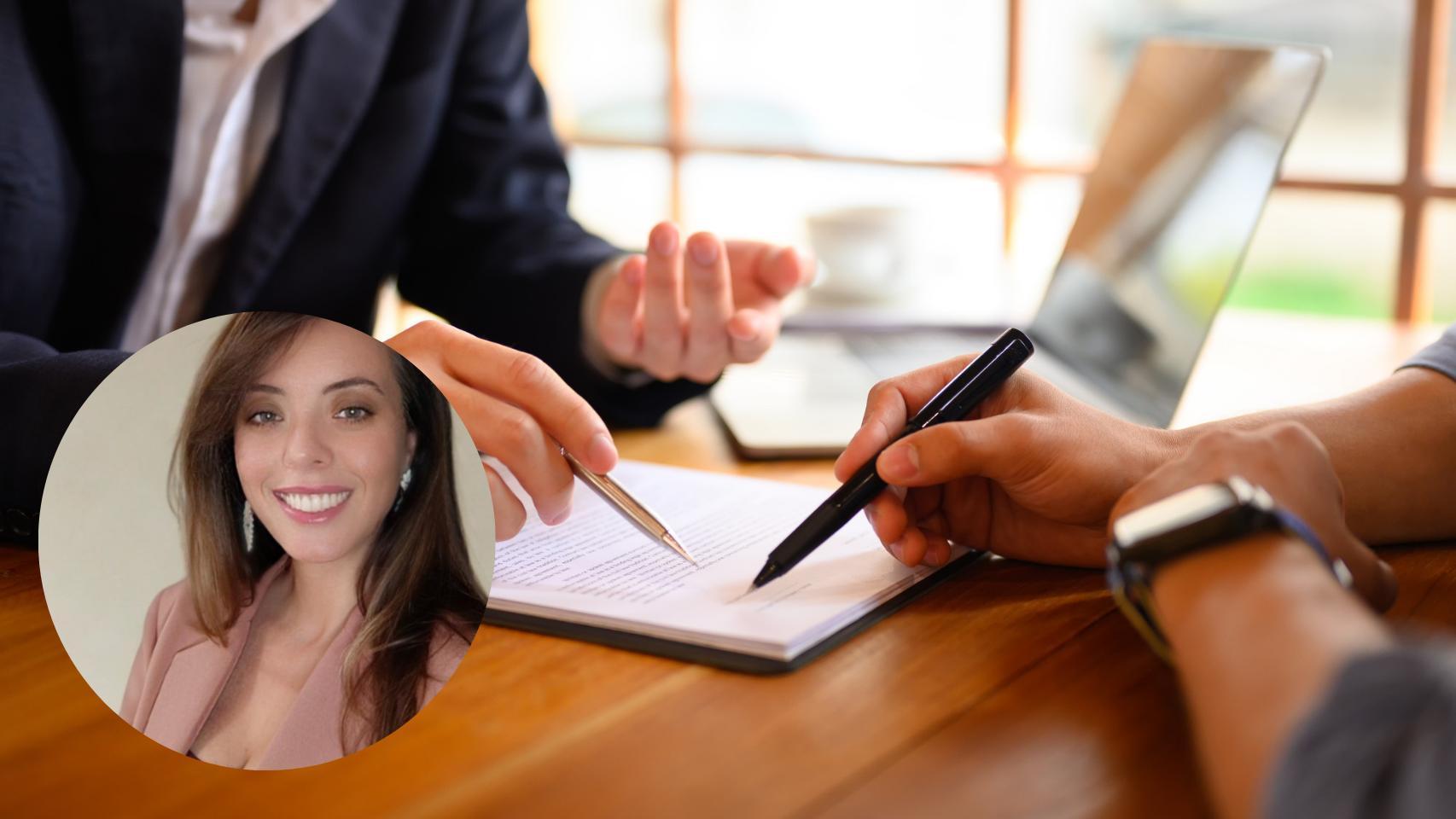 Montaje de Sandra García con la firma de un testamento (istock).