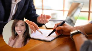 Montaje de Sandra García con la firma de un testamento (istock).