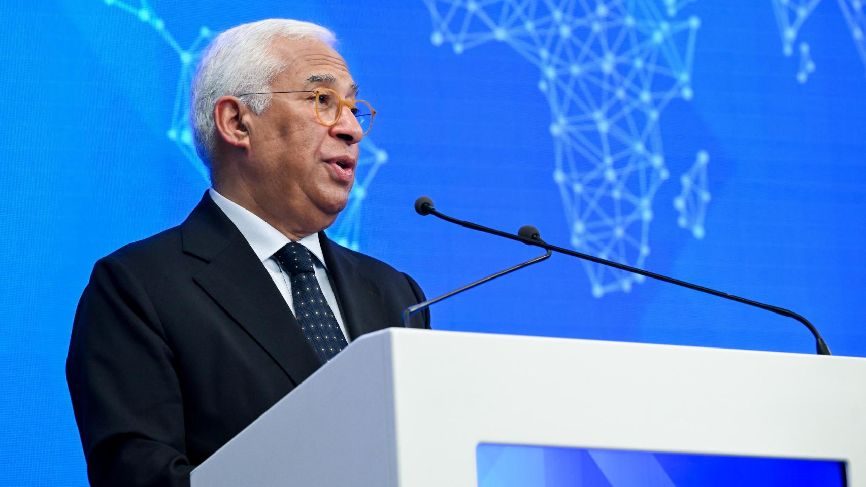 El presidente del Consejo Europeo, António Costa, durante su discurso de este martes en la conferencia de embajadores de la UE