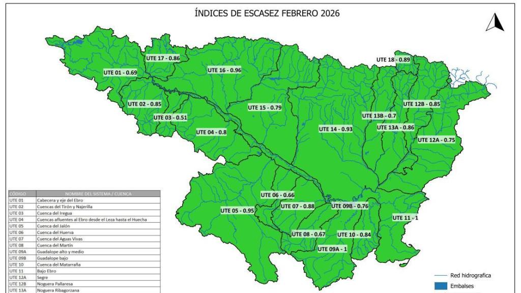 Estado actual de la cuenca del Ebro tras las últimas lluvias.