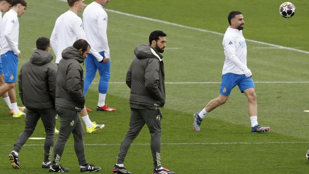 Álvaro Arbeloa, en el entrenamiento del Real Madrid