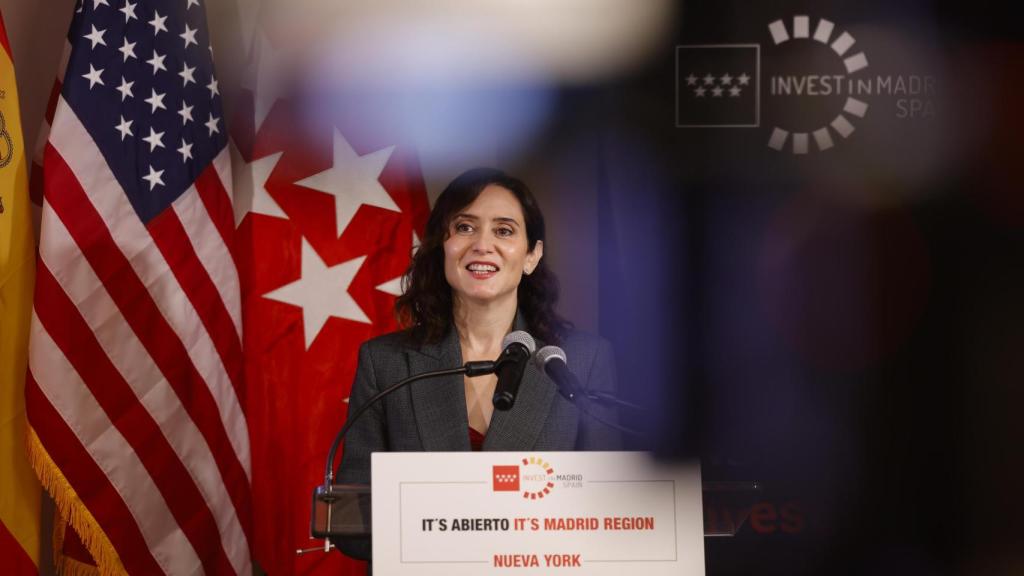 Isabel Díaz Ayuso en un encuentro con empresarios en Nueva York (EE.UU.) organizado por Invest in Madrid.