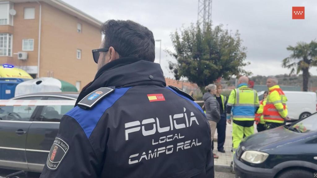 La Policía Local de Campo Real tras el accidente.