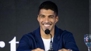 Luis Suárez, durante una rueda de prensa con la selección uruguaya.