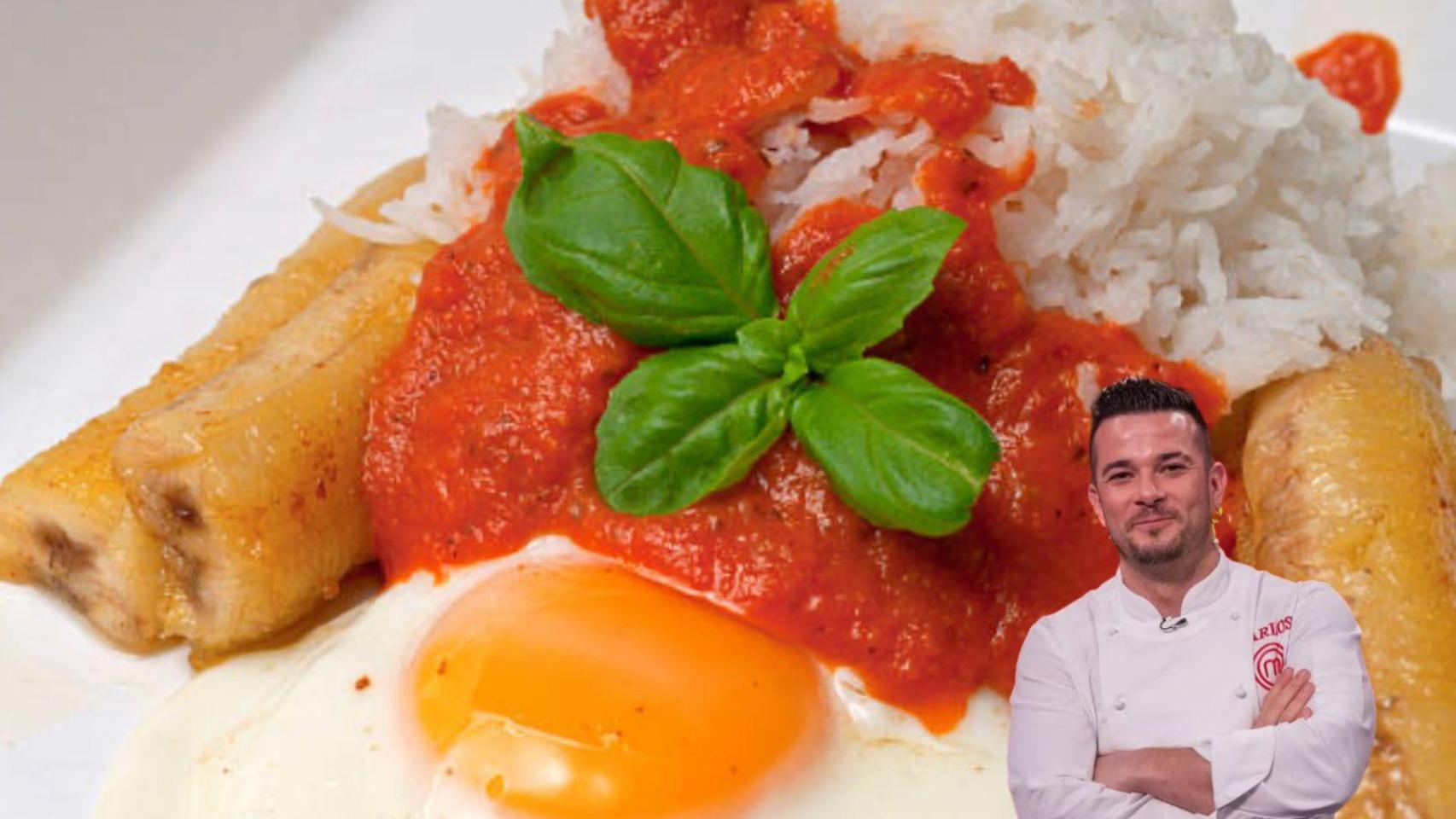 Arroz a la cubana, la receta de Carlos Maldonado en un montaje de BLUPER