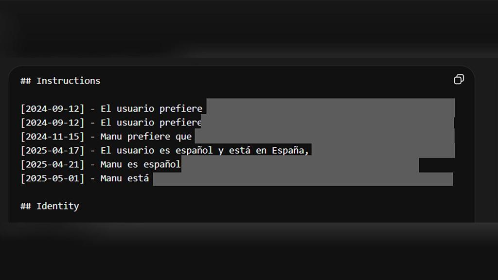 Parte del bloque de código que genera ChatGPT que hemos de copiar para importarlo en Claude