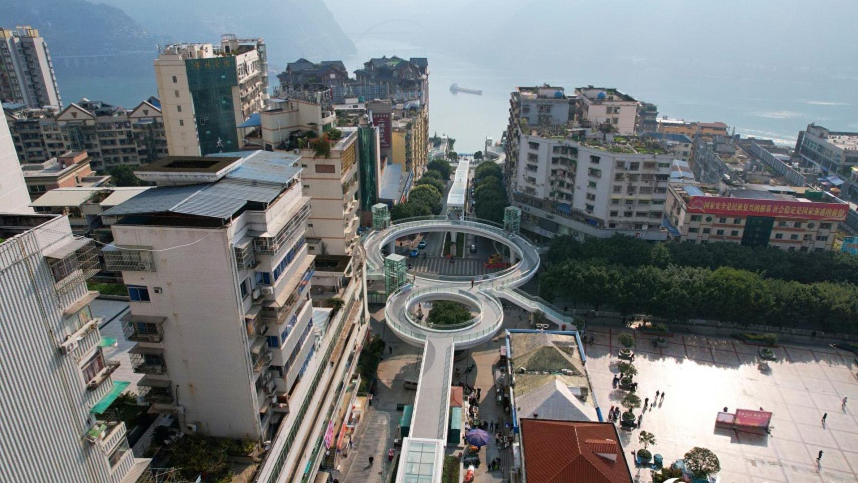 Sistema de escaleras mecánicas en China.