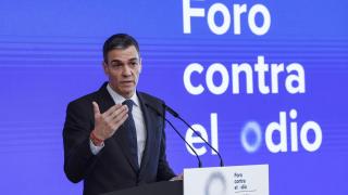 El presidente del Gobierno, Pedro Sánchez interviene en la inauguración de la primera Cumbre Internacional contra el Odio.