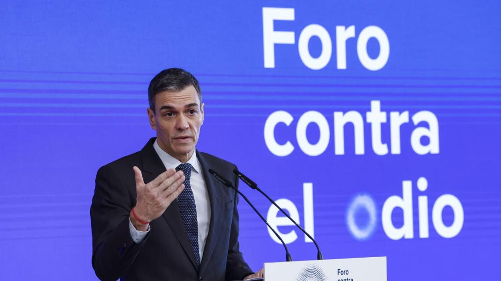 El presidente del Gobierno, Pedro Sánchez interviene en la inauguración de la primera Cumbre Internacional contra el Odio.