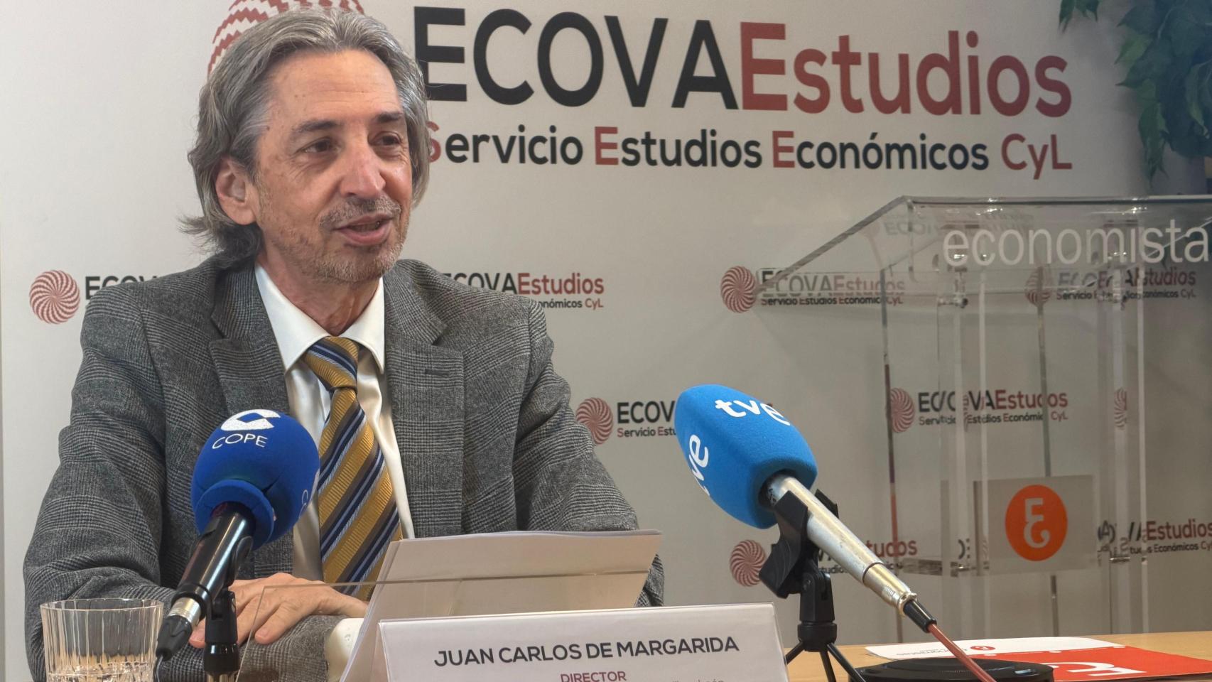 Juan Carlos de Margarida, director de EcovaEstudios, durante la presentación del Observatorio Económico del cuarto trimestre de 2025 en Castilla y León