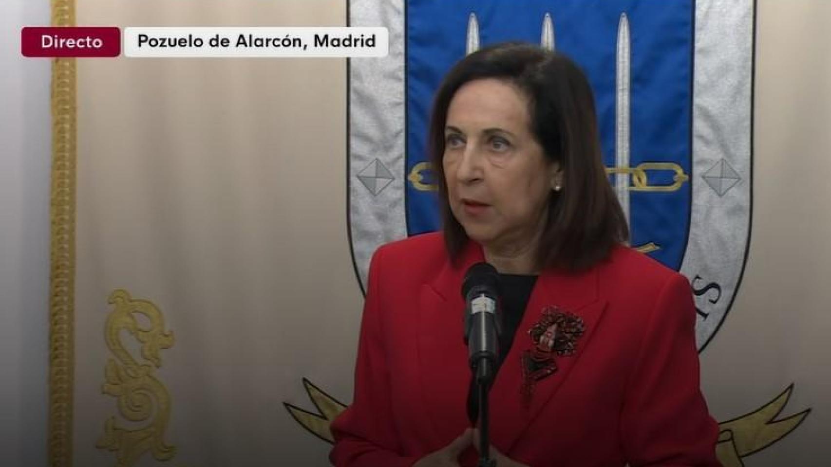 La ministra de Defensa, Margarita Robles, este miércoles en un acto en Pozuelo de Alarcón (Madrid).