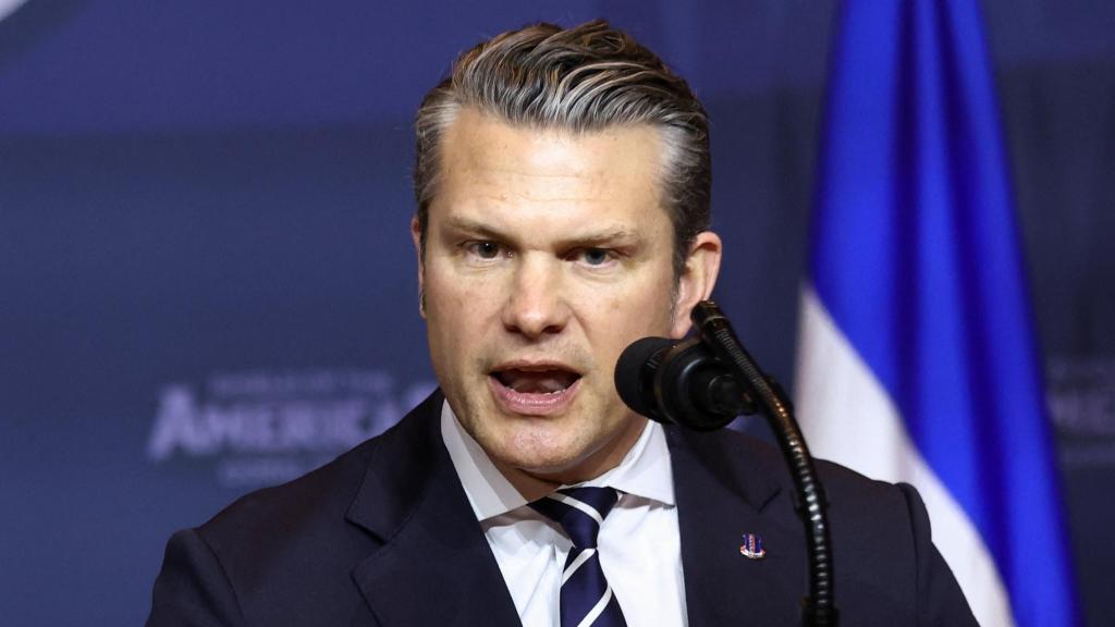 US Secretary of Defense Pete Hegseth speaks at the Shields of the Americas event.