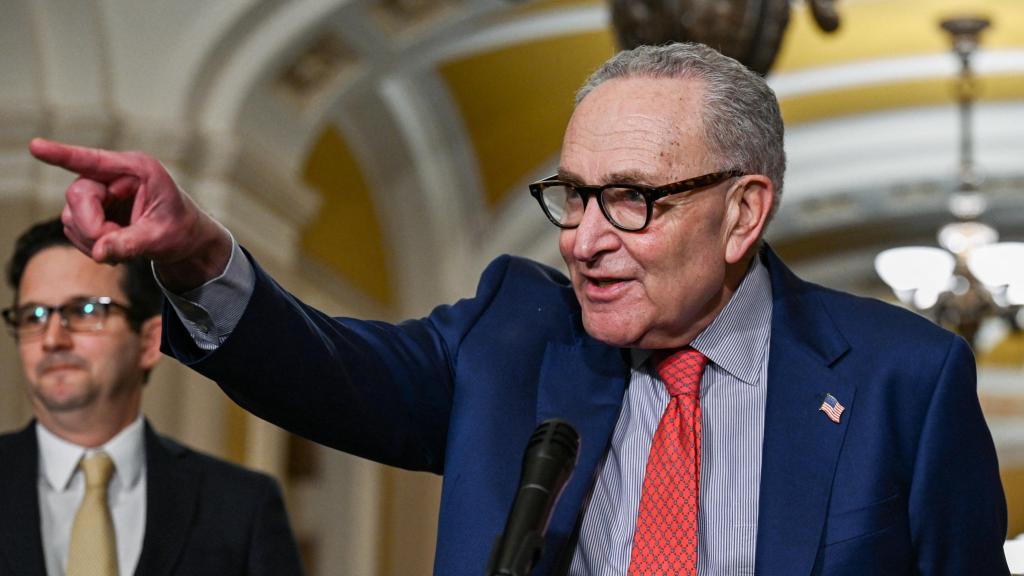 Chuck Schumer, leader of the Democrats in the Senate, during a press conference in Washington.