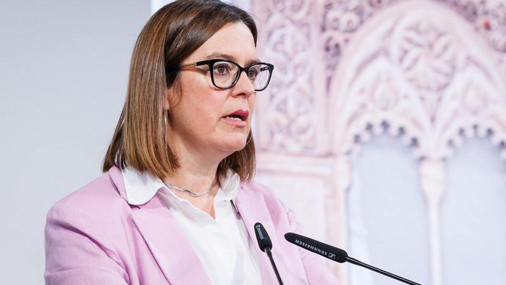 Esther Padilla, consejera portavoz del Gobierno de Castilla-La Mancha, en rueda de prensa.