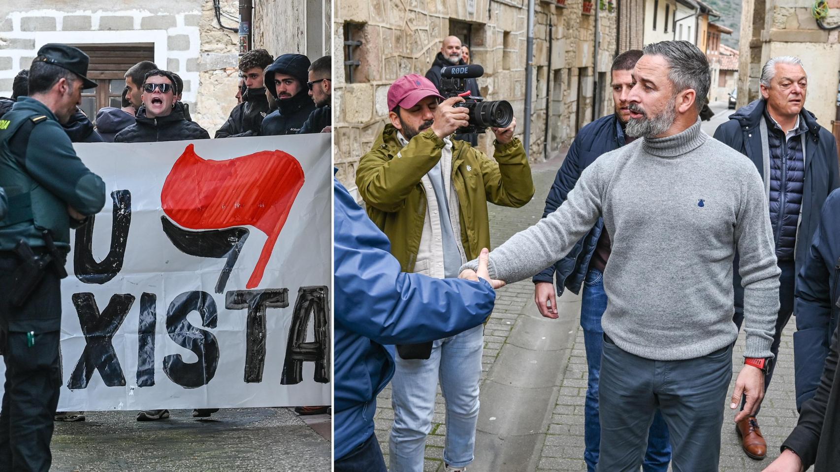 Abascal busca votos en Treviño desafiando una manifestación de antifascistas abertzales:  Quieren colonizar pueblos 