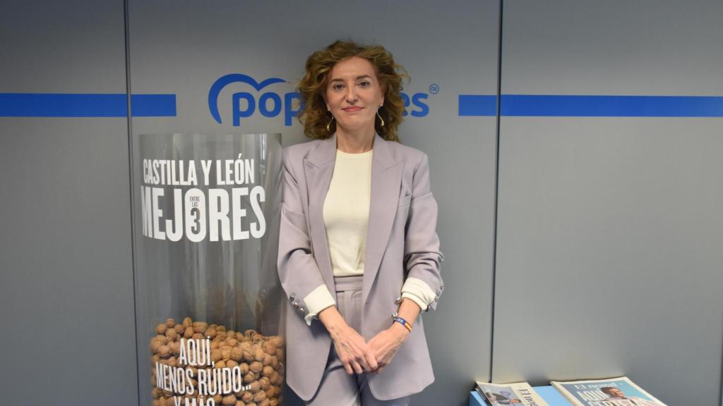 La cabeza de lista de los populares por la provincia de Valladolid, durante la entrevista en la sede del PPCyL
