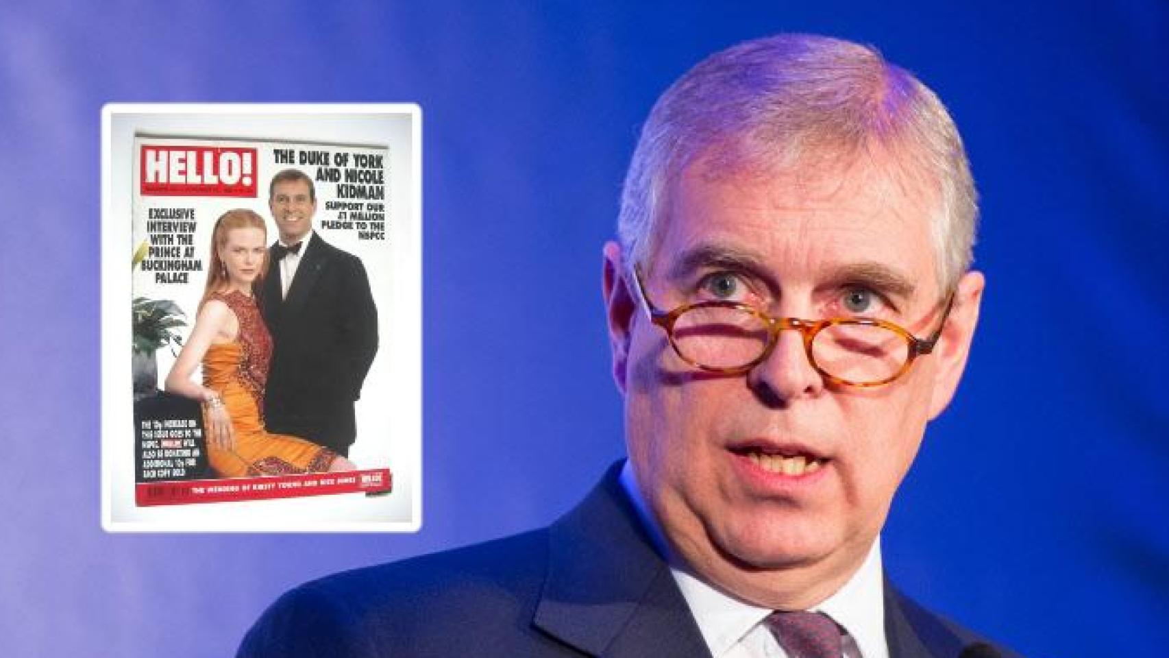 El entonces príncipe Andrés en un fotomontaje de EL ESPAÑOL junto a la portada de '¡HOLA!'.