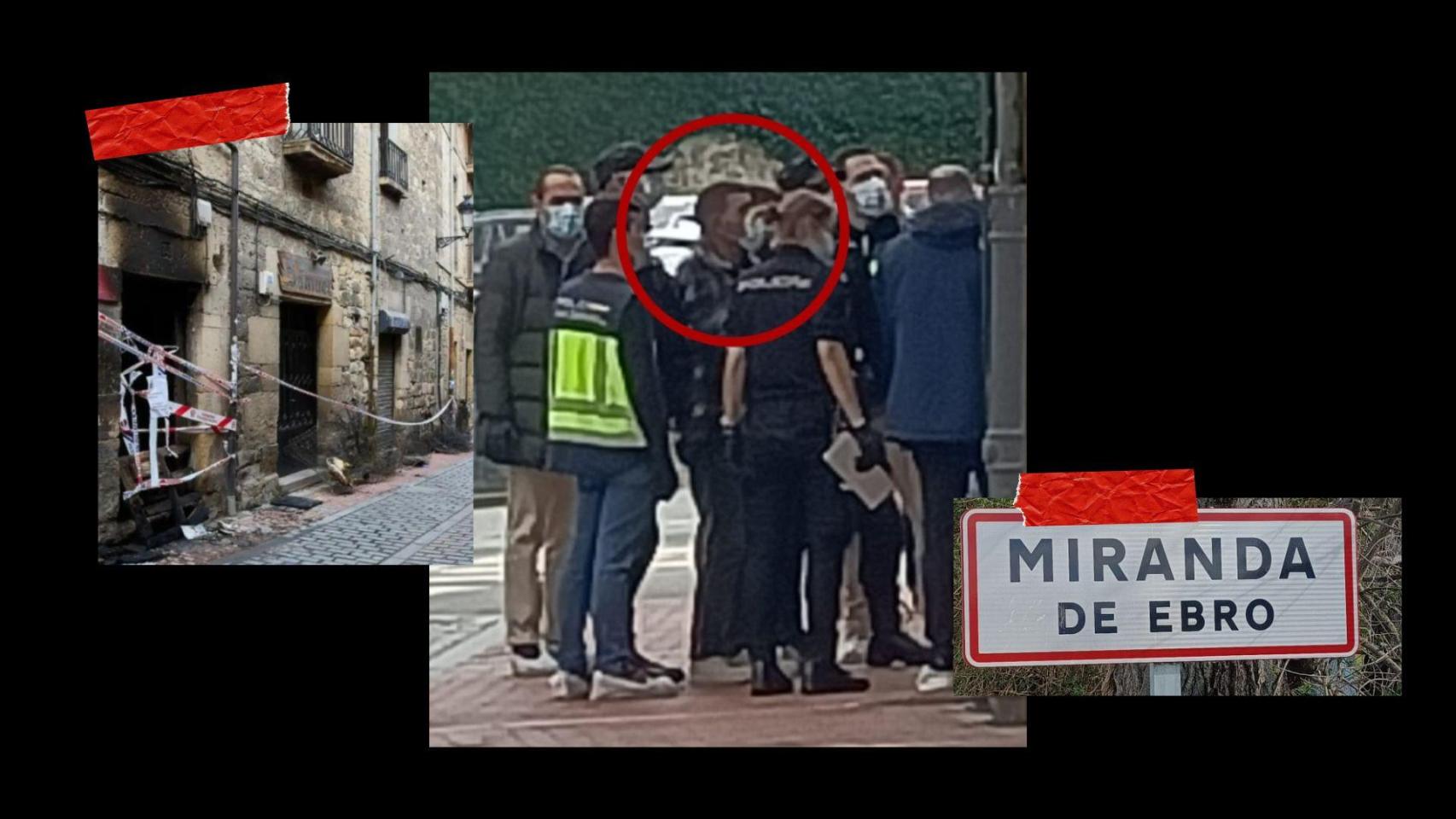 En el centro, la vivienda donde se produjo el incendio; a la izquierda, José M. G., autor de los hechos.