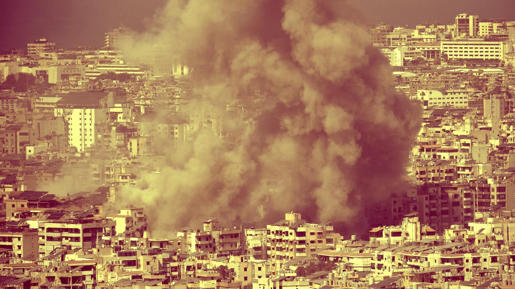 Bombardeos israelíes sobre los suburbios sur de Beirut.