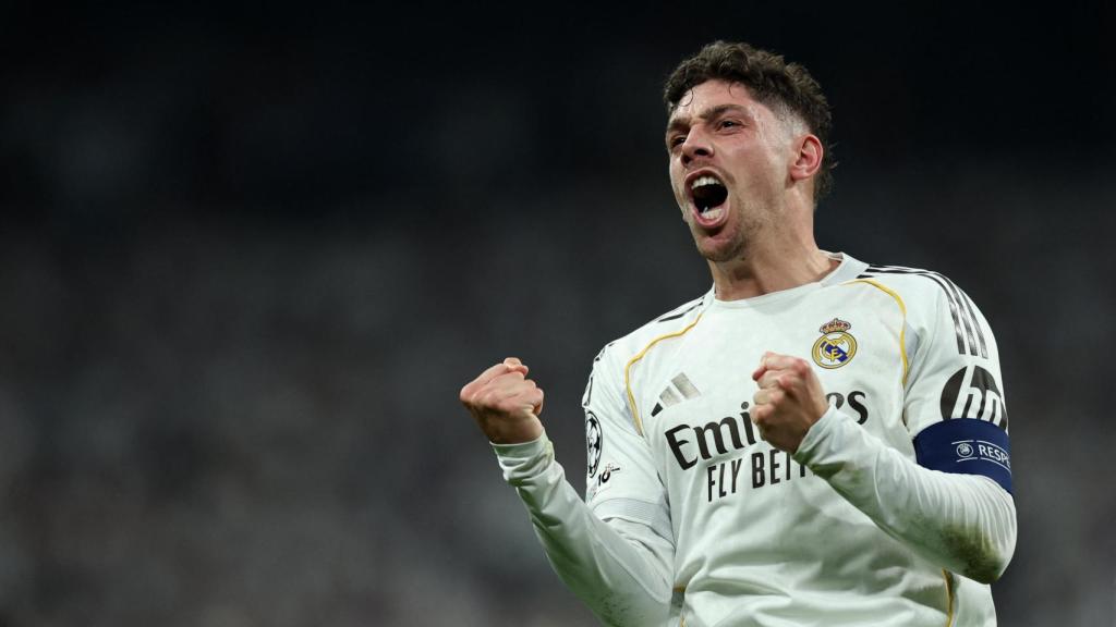 Valverde celebra su segundo gol ante el Manchester City.