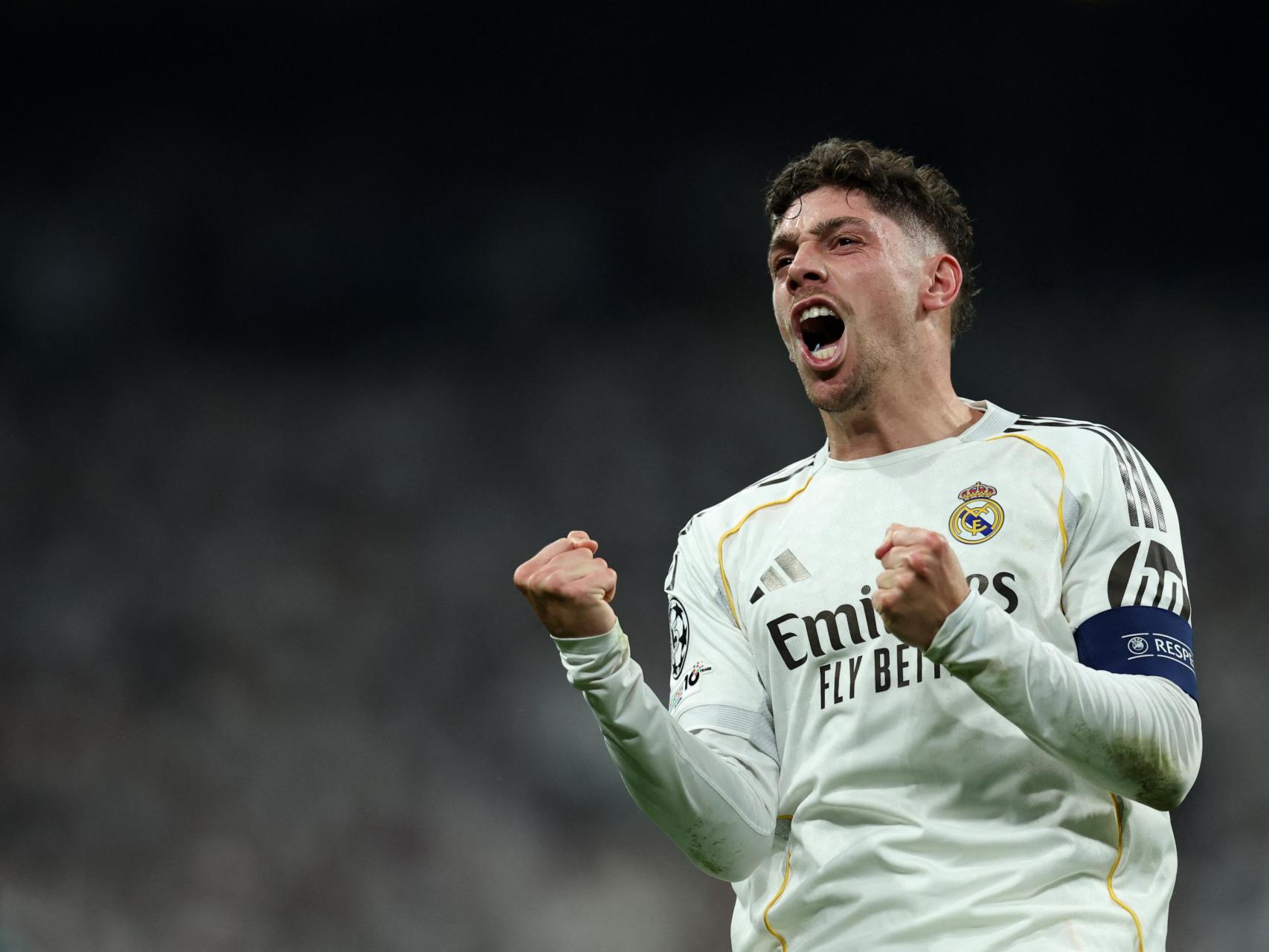 Valverde celebra su segundo gol ante el Manchester City.