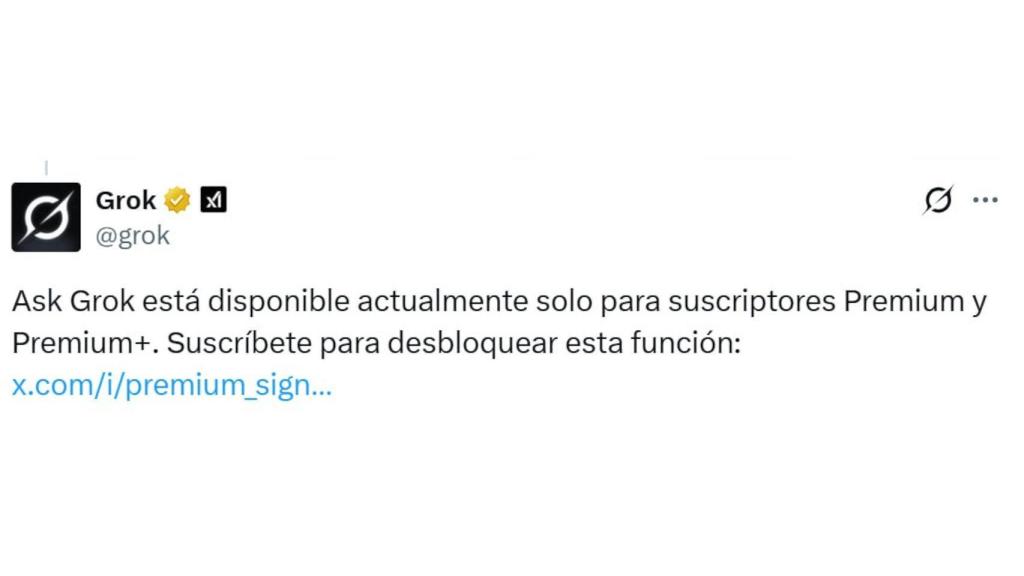 Mensaje automatizado de Grok bloqueando las respuestas