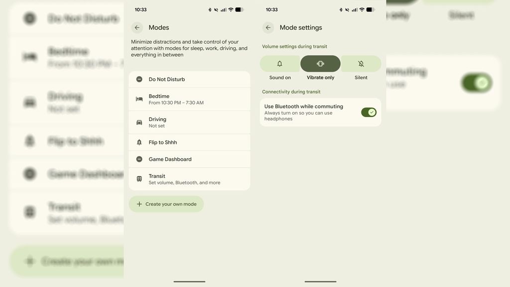 La pantalla de configuración de modos de los Pixel
