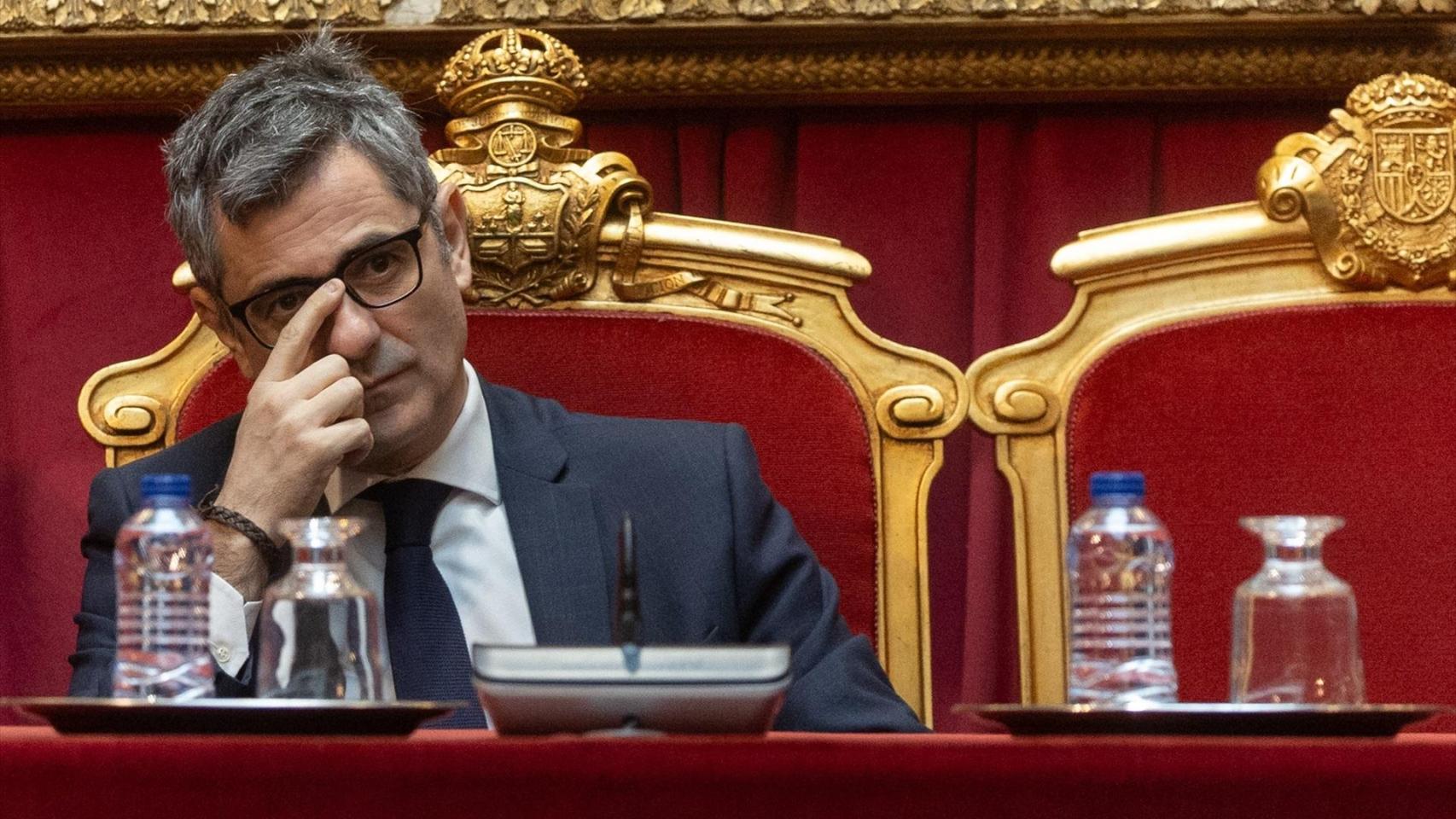 El ministro Félix Bolaños, durante la entrega de las condecoraciones de la Orden de San Raimundo de Peñafort, el pasado lunes.