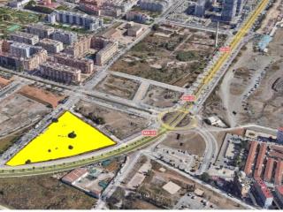 Delimitación de los suelos que se van a ceder la Junta de Andalucía para el nuevo instituto y el centro de salud.