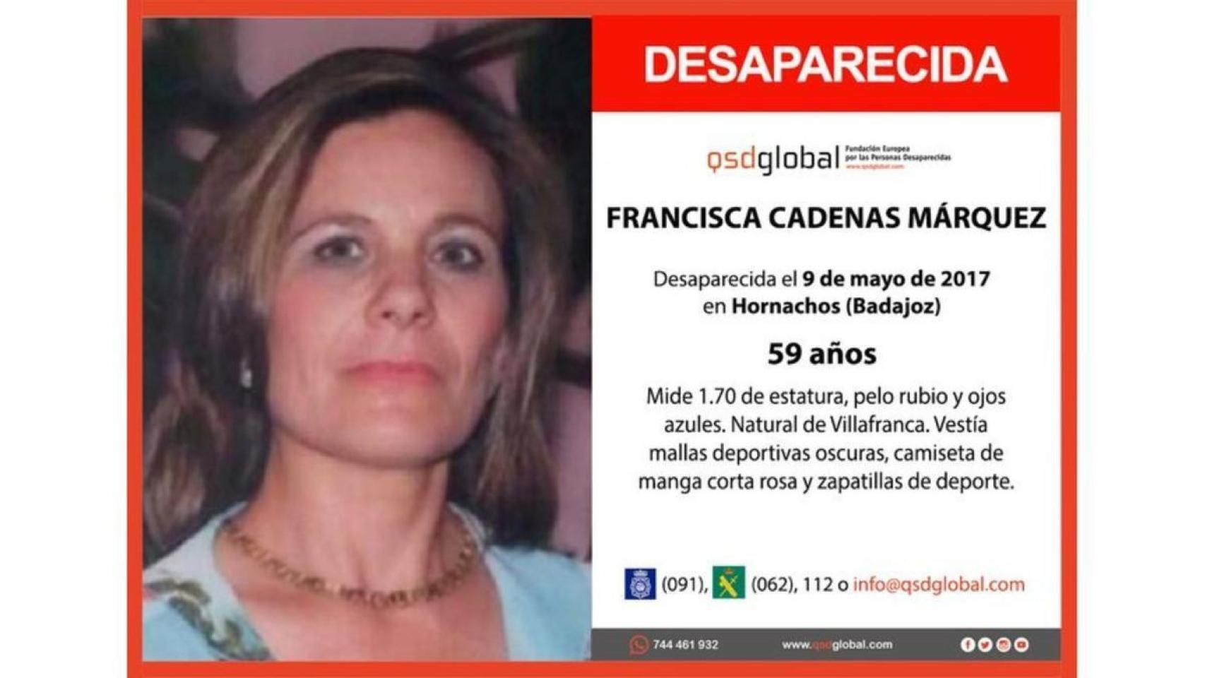 Cartel de la desaparición de Francisca Cadenas.