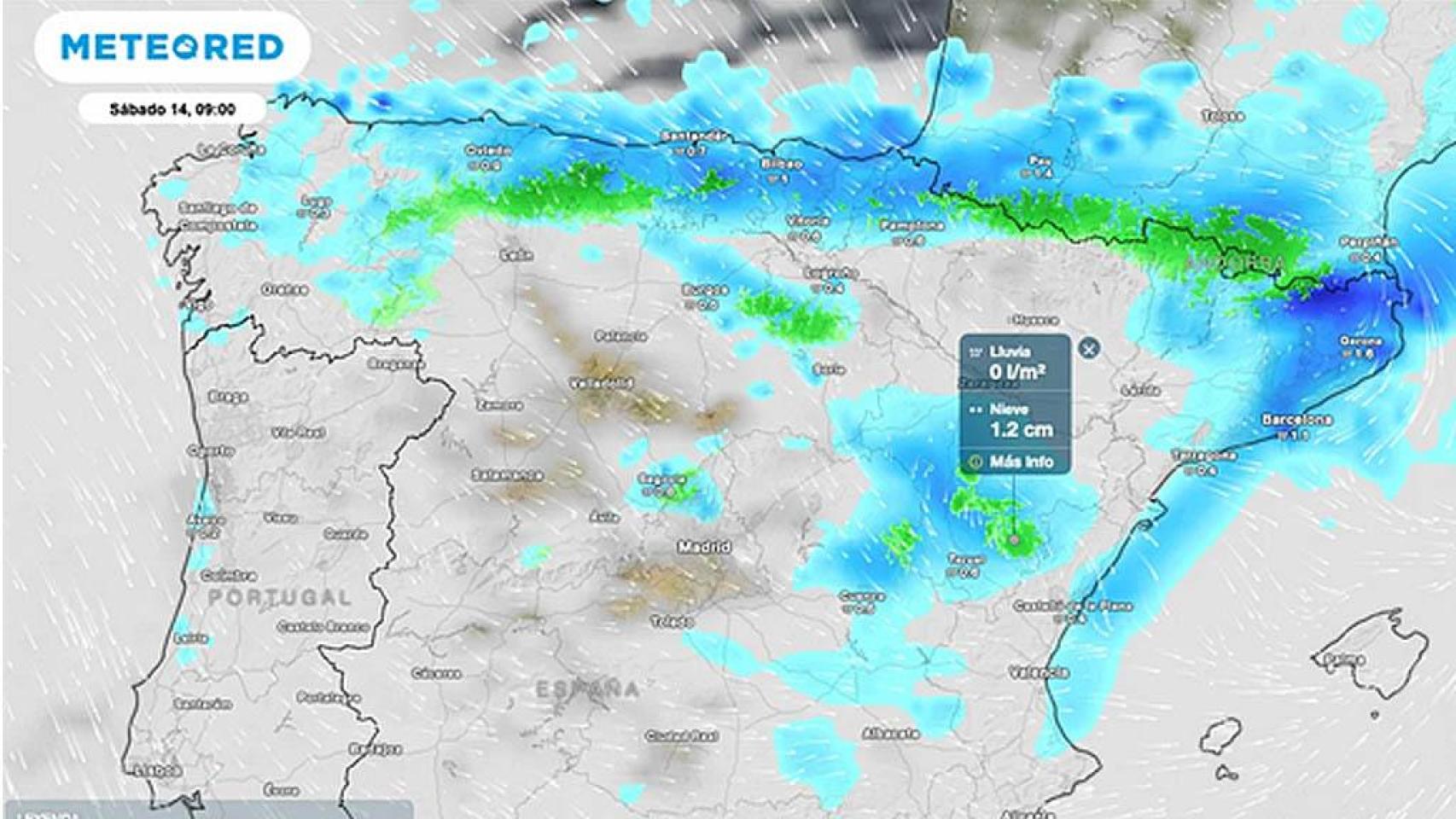Imagen del mapa de España creada por Meteored.