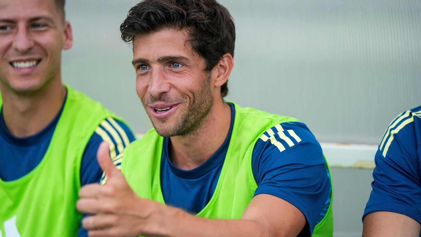 Sergi Roberto, en el partido de pretemporada del Como ante el Betis.