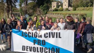 Archivo - Acción reivindicativa ante el Pazo de Meirás este sábado