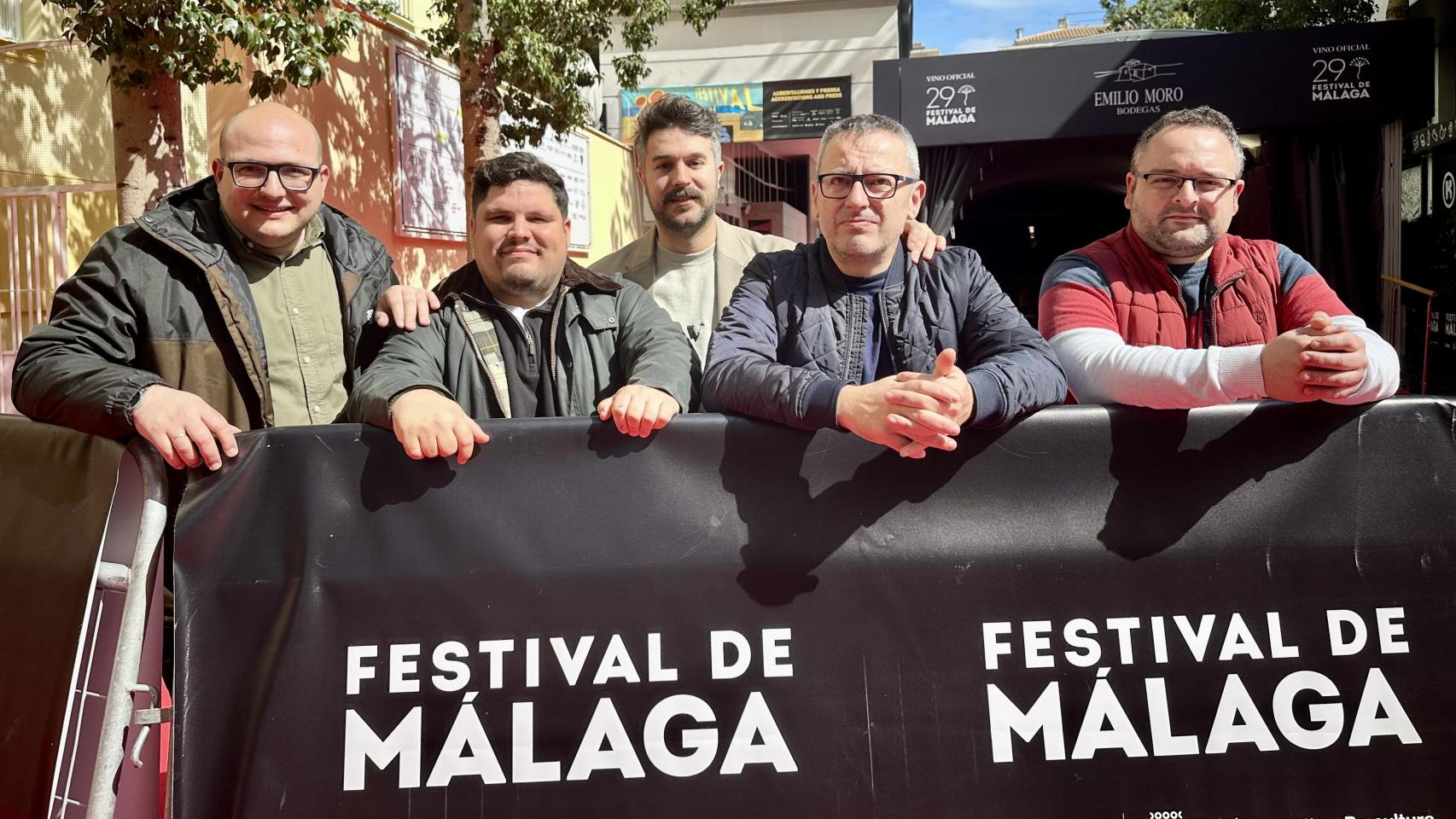 Los chefs Javier Jurado, Juanjo Mesa, Juan Carlos García, Pedro Sánchez, y Juan Aceituno, en el Festival de Málaga.