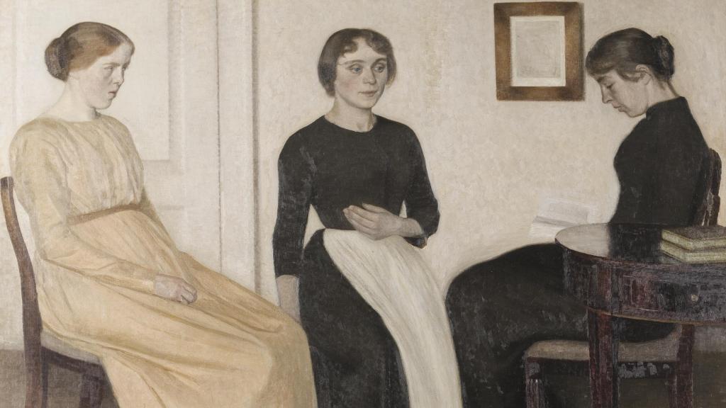 Hammershøi: 'Tres mujeres jóvenes', 1895. Foto: Ribe Art Museum