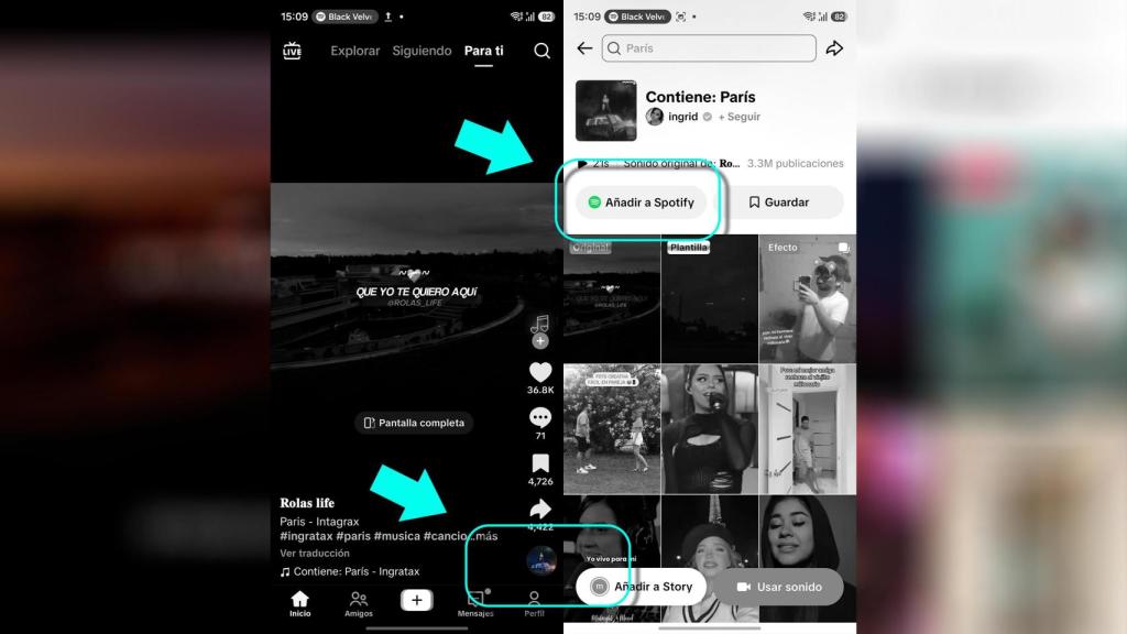 Los dos botones desde los que se pueden añadir canciones a Spotify o Apple Music