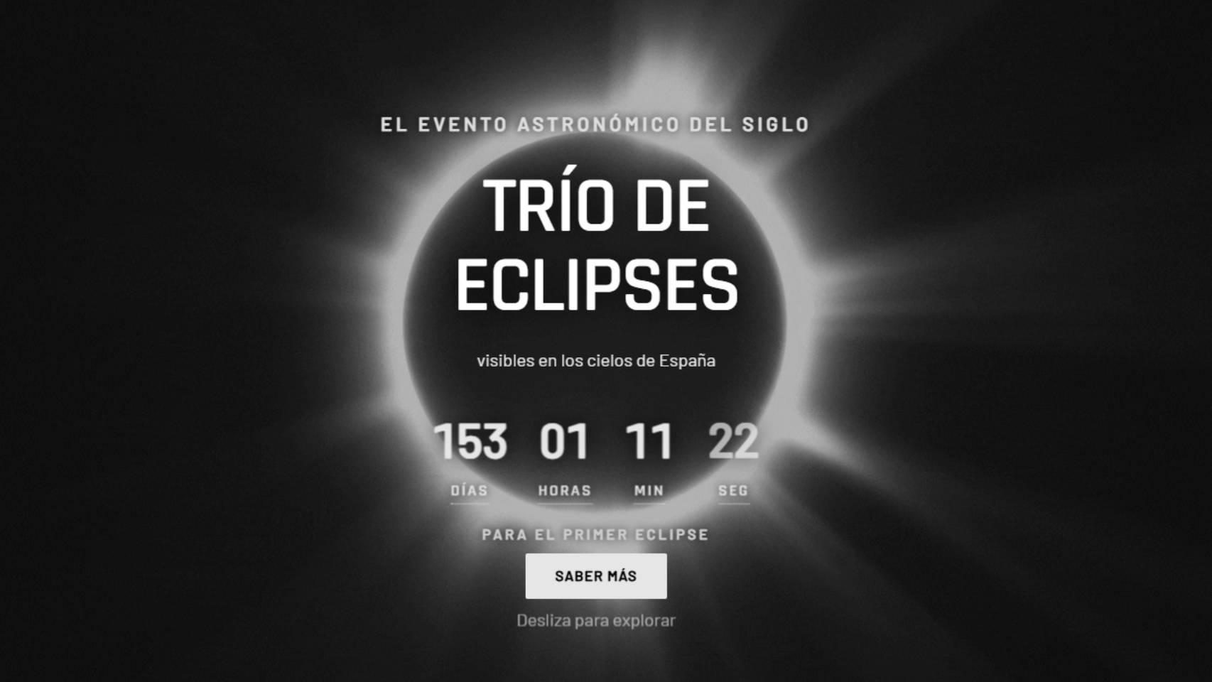 Captura de pantalla de la web oficial del Trío de Eclipses.