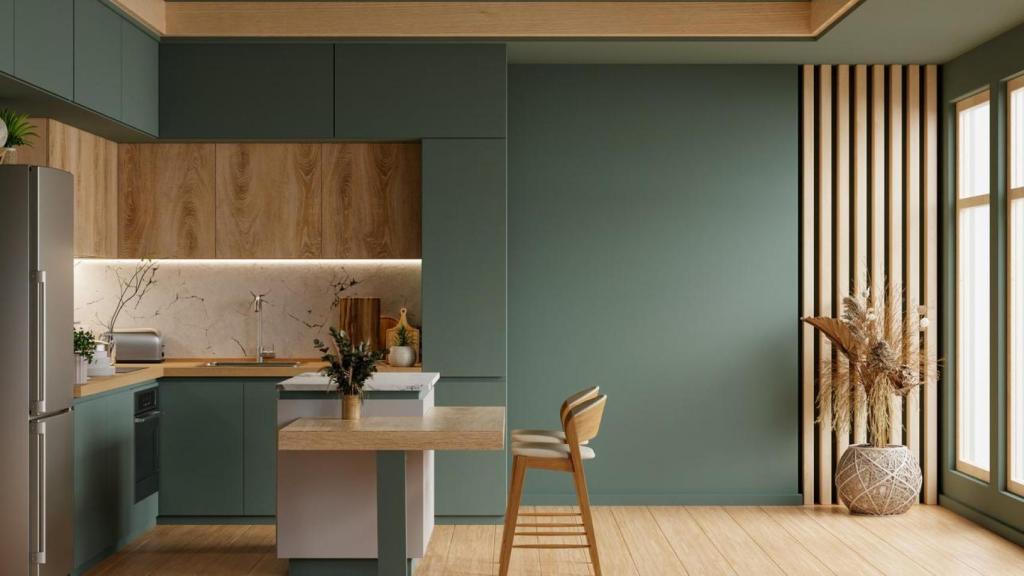 Cocina abierta de estilo moderno.