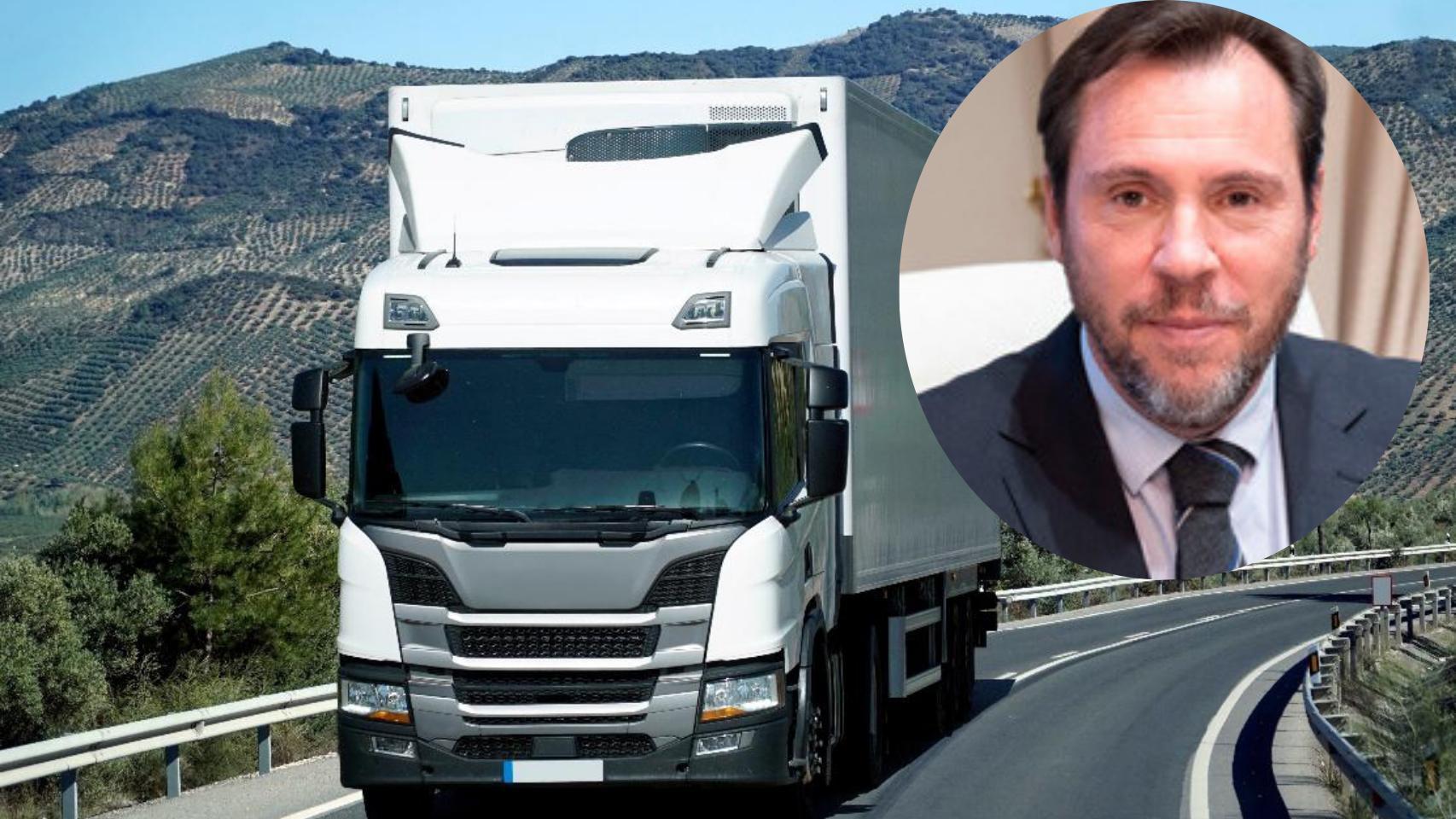Montaje de Óscar Puente, ministro de Transportes, y un camión.