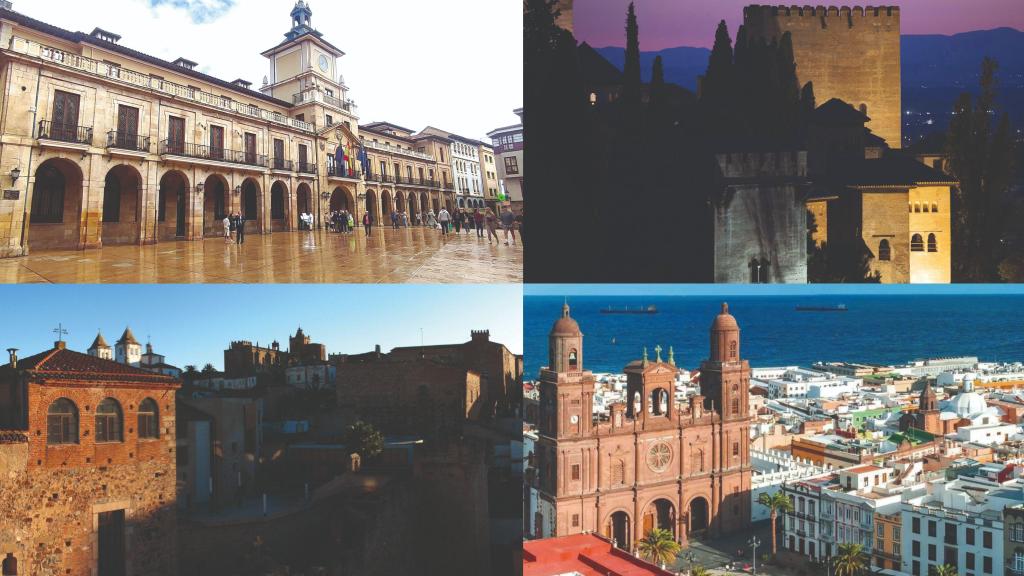 Oviedo, Granada, Cáceres, Las Palmas.