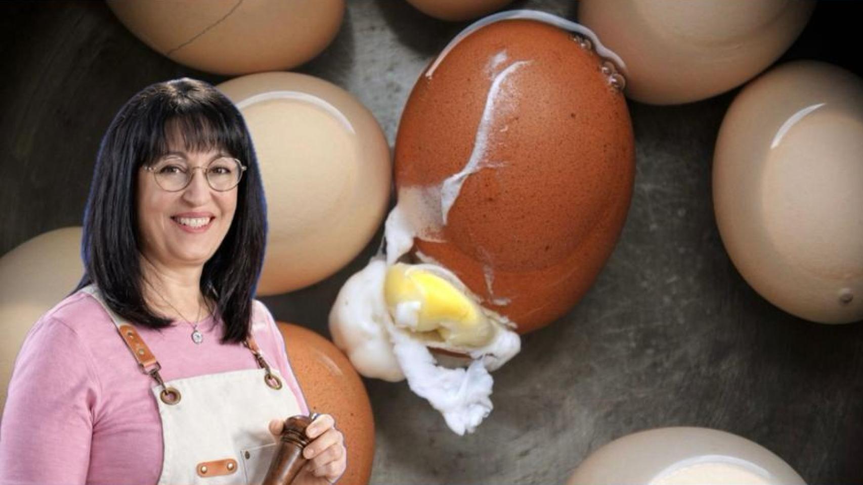 Anna Terés junto a unos huevos cocidos.