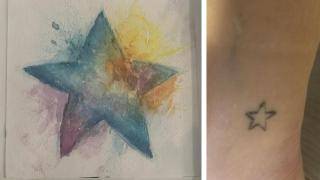 Una ilustración y un tatuaje recordando a Luis.