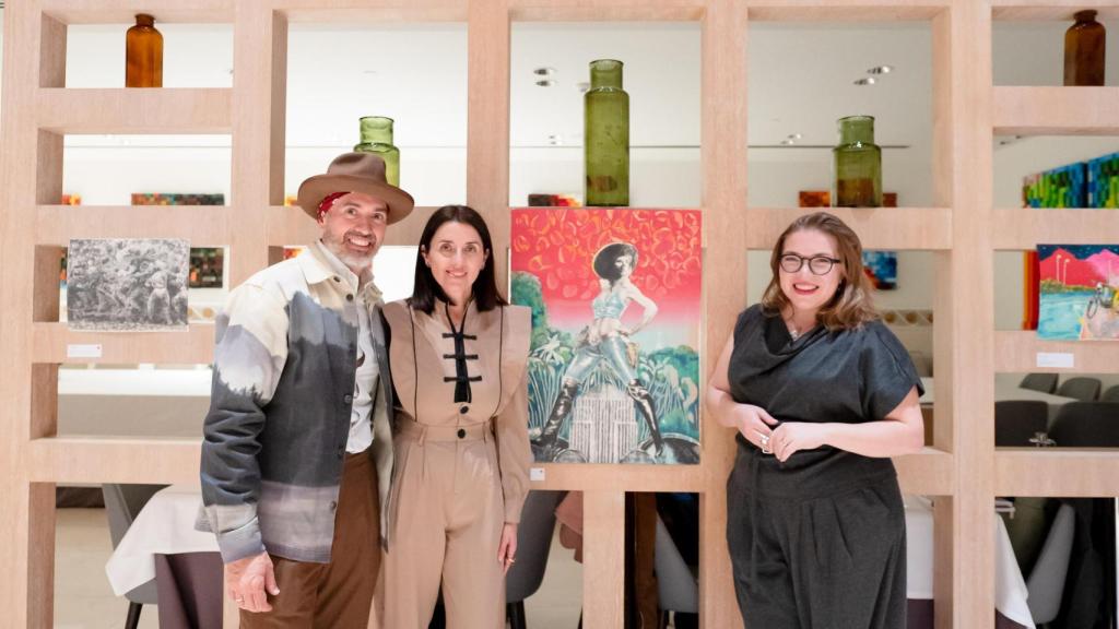 José Luis Puche en la inauguración de la exposición en Madrid.