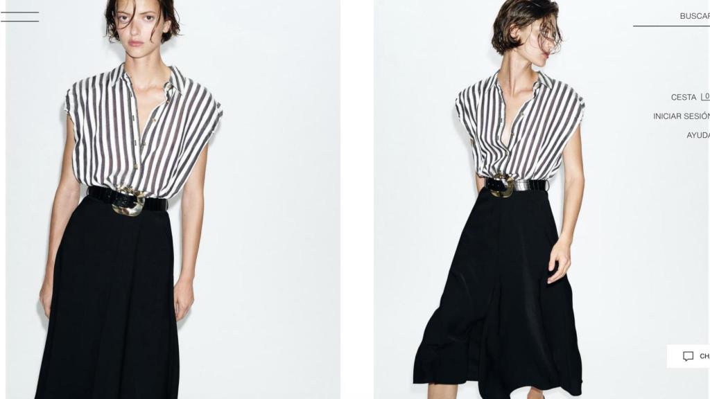 Vestido midi combinado rayas.