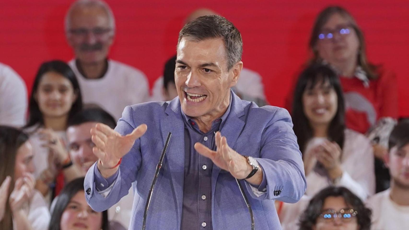 Pedro Sánchez, este viernes, en el acto de cierre de campaña del PSOE.