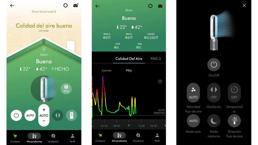 Capturas de la app MyDyson.
