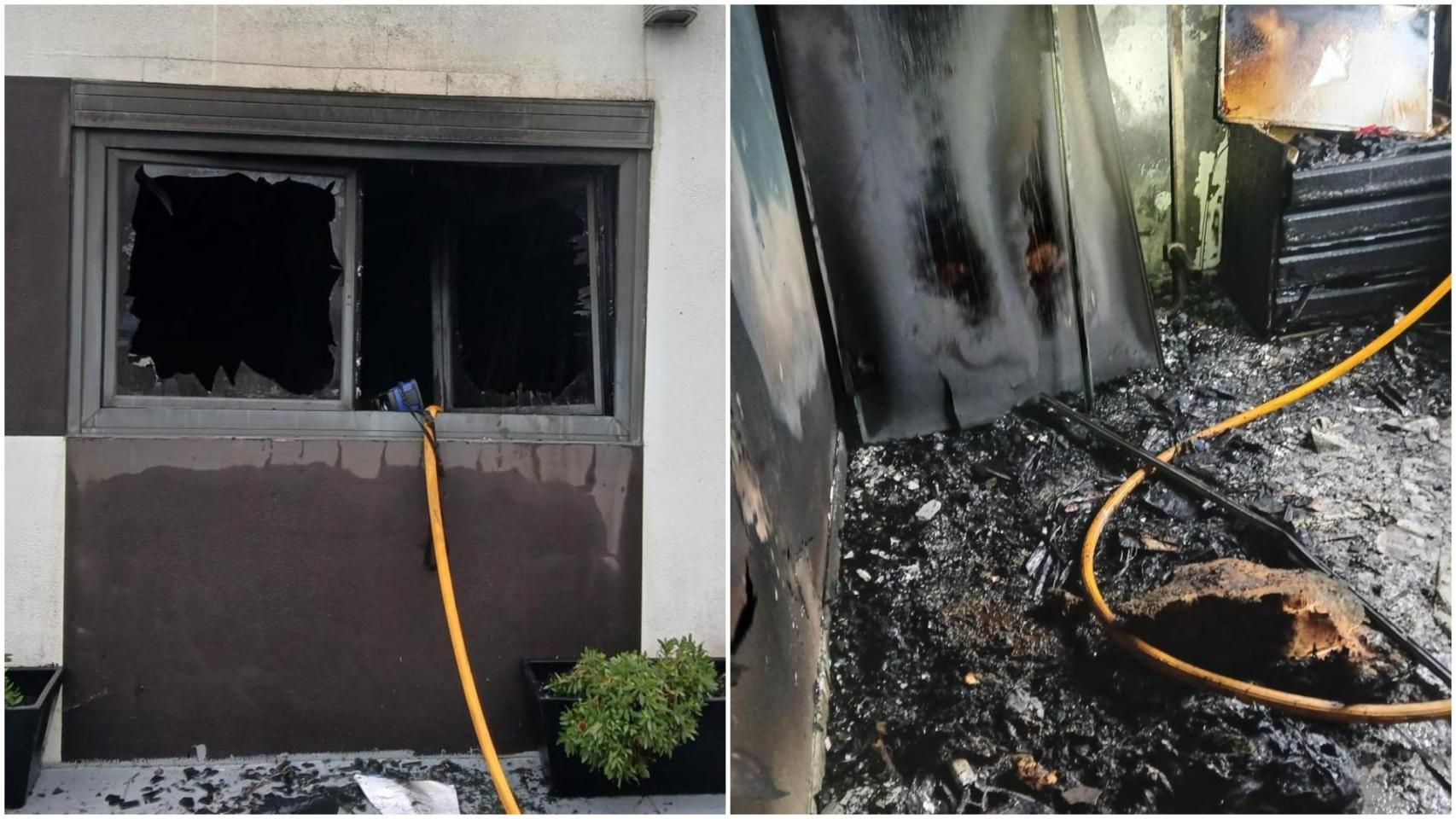 Imágenes del incendio en la parroquia de Serantes, en Mera, Oleiros (A Coruña)