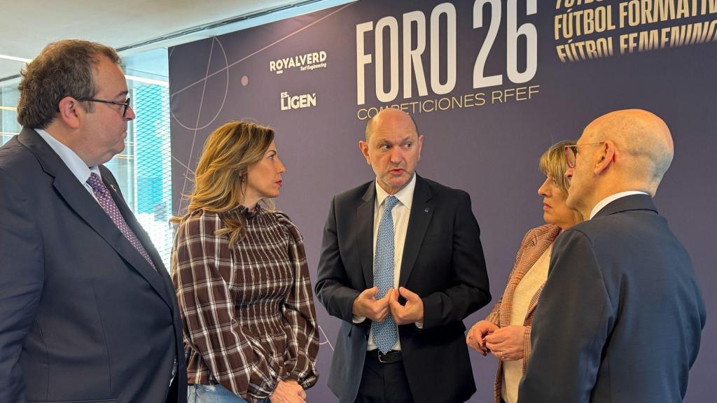 Natalia Chueca y Rafael Louzán este sábado en Zaragoza.